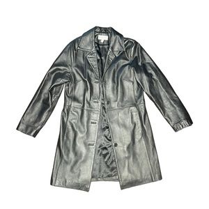 Charles Klein Leather Trench Coat Size S